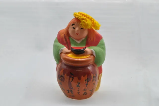 Campana di argilla giapponese in ceramica Dorei Vintage Vecchia donna 1,57...