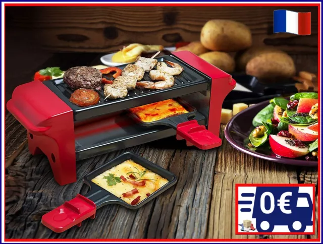 Mini Gril Raclette Cuisson Conviviale Revêtement Anti-Adhésif Puissance 350 W