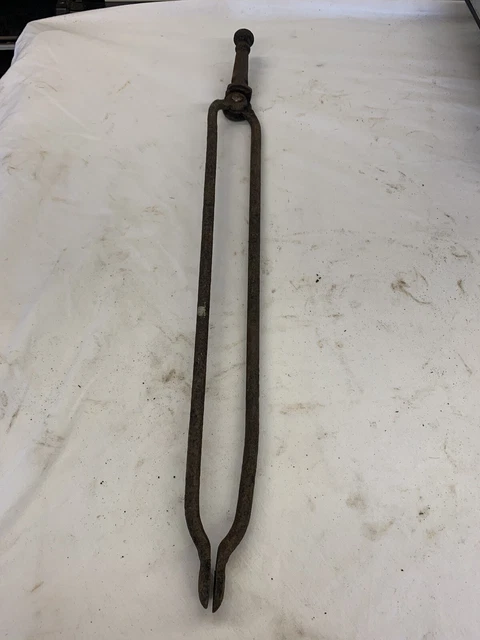 Antique 18th-19th C EARLY Hand Forged IRON Hearth Ember TONGS Fireplace 18" #1