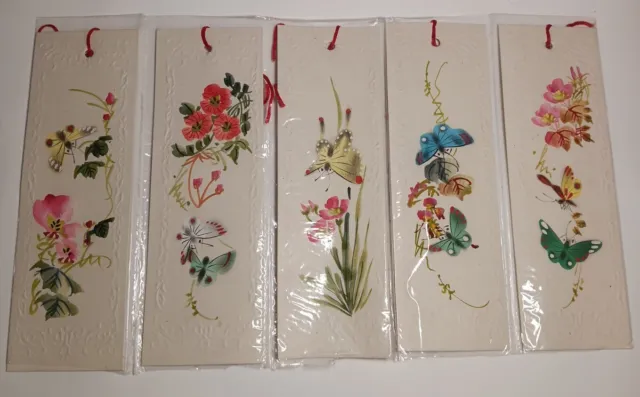 5- Vintage Chinese Hand Painted Book Marks New