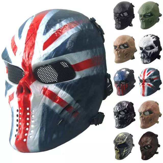 Taktische Schädel Vollgesichtsmask Airsoft Paintball CS Skelett Schützende Maske