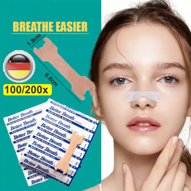 Nasenpflaster Better Breath 100-200x Nasenstrips Besser Atmen Anti Schnarchen DE