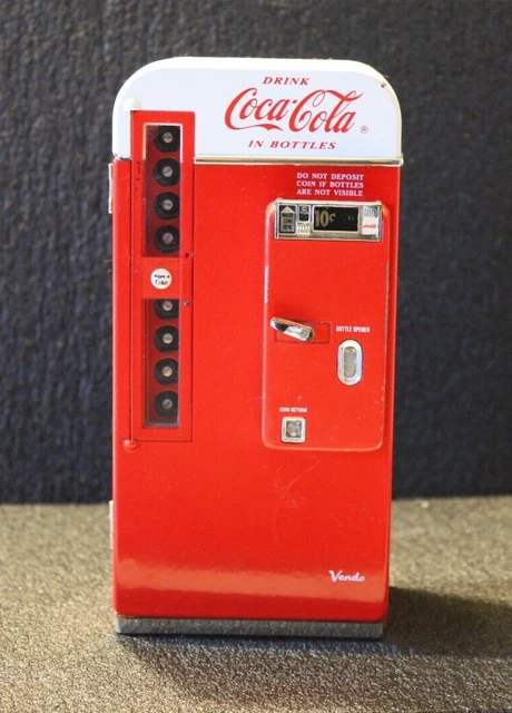 Vendo Coca Cola Metal Mini Vending Machine Musical Coin Bank 1994 TESTED WORKING