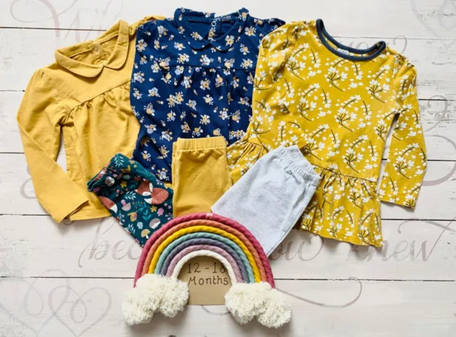Tui Next baby girl navy mustard & green top and leggings bundle set 12-18 months