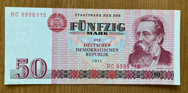 Original DDR Geldschein Geld Schein 50 Fünfzig Mark Ostmark 1971 gelaufen