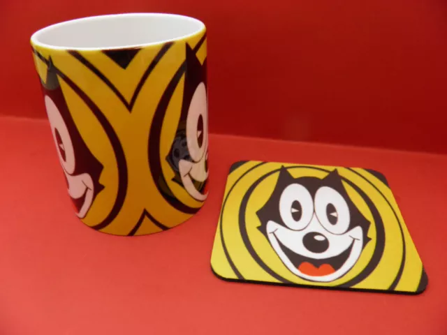 1 x Ceramic 11oz Coffee Mug + Coaster - Felix the Cat - your design or ours 3