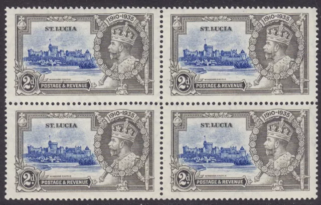 St LUCIA 1935 KGV SG110 2d SILVER JUBILEE BLOCK OF FOUR MNH