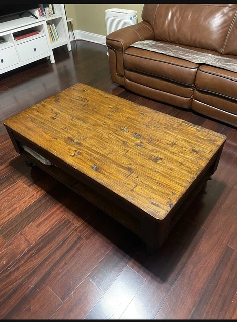reclaimed wood adjustable coffee table