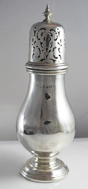 Antico Argento Sterling Massiccio Zucchero Shaker/Caster 230g Marchiato 1933