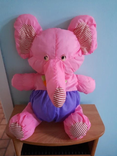 Peluche éléphant BIKIN Style Puffalump En Toile De Parachute Rose N Multicolore 25 Cm