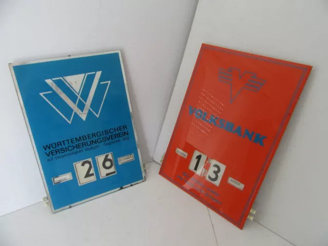 2 x vintage WERBE DREHKALENDER VOLKSBANK & WÜRTTEMBERGISCHE VERSICHERUNGEN rar