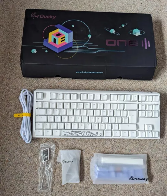 Ducky One3 Pure White TKL RGB Silent Red Cherry MX Switch Keyboard - UK Layout