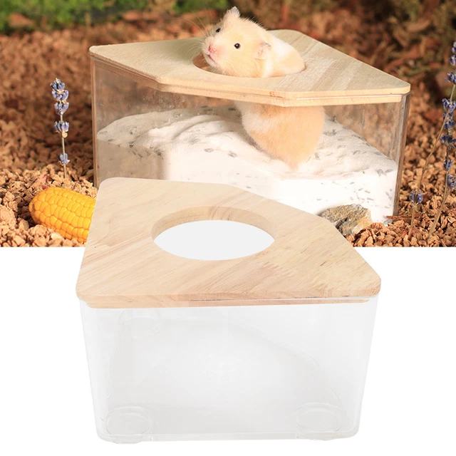 Ventilador de ángulo recto caja de arena para hámster impermeable doble propósito baño de arena cont Bgs