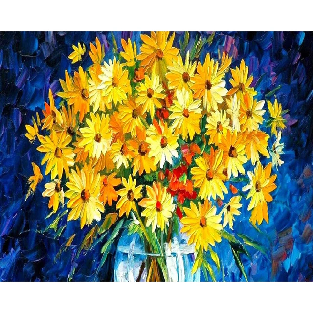 Kits de pintura al óleo de crisantemo por números hágalo usted mismo arte de pared pintado a mano (M949) HY#U