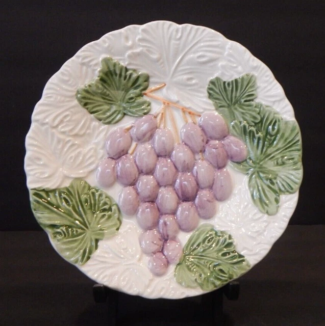 VINTAGE Shafford Majolica Fruit Du Jour Plate Grapes Japan Ceramic 8" - 1987