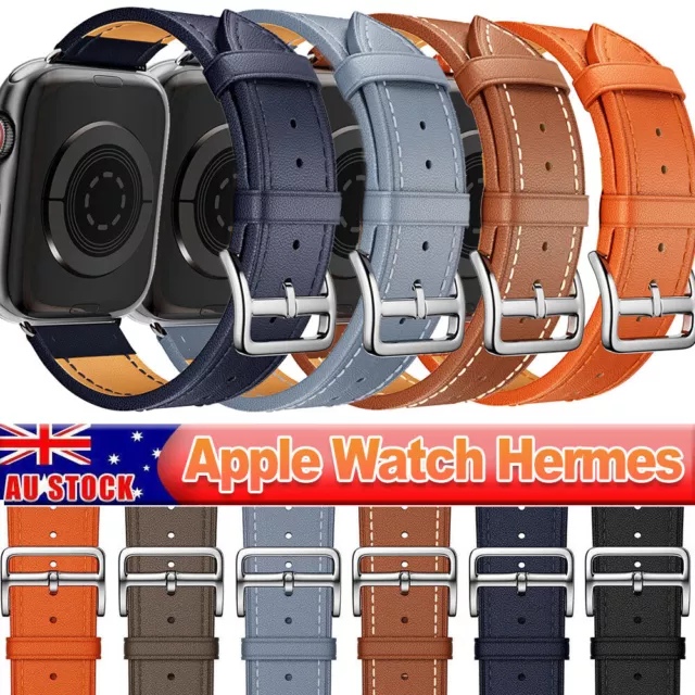 For Apple Watch iWatch Band Series 8 7 6 5 4 3 SE 45 44 41  Hermès Leather Strap