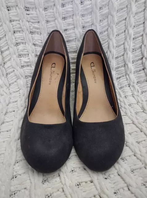 CL by Chinese Laundry Wedge Heel Pumps in Suede Black Women's Size 9.5