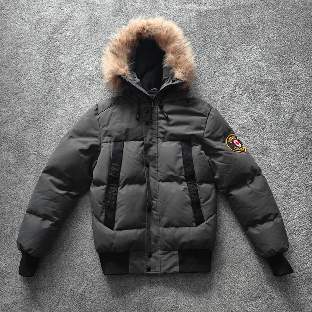 ZAVETTI CANADA AYLMER Puffer Fur Hooded Bomber Jacket Coat Grey - Main Image