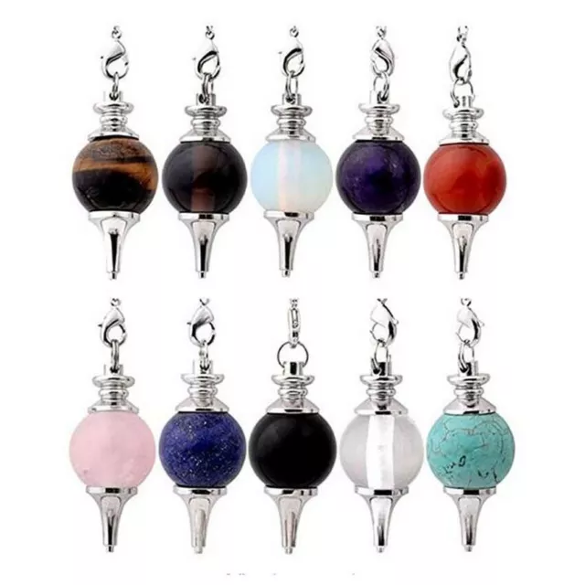 Natural Quartz Crystal Pendant Chakra Reiki Bead Dowsing Stone Pendulum Necklace
