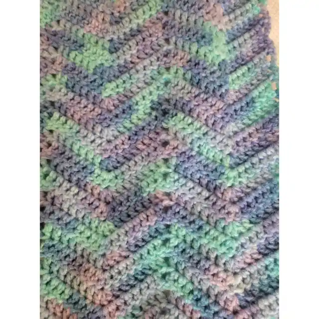 Blues, Purple Teal and Lavender Crochet Blanket 56x29