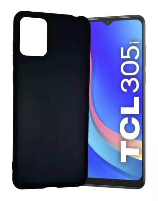 Funda TCL 305i (4G) Carcasa Gel Silicona Negro + Protector