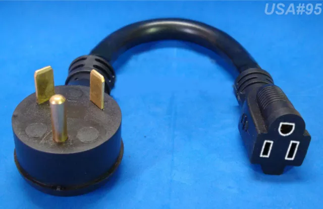 New Rv Camper Generator Electrical Cord Plug Adapter 30 15 Amp 3-Pin Female Male