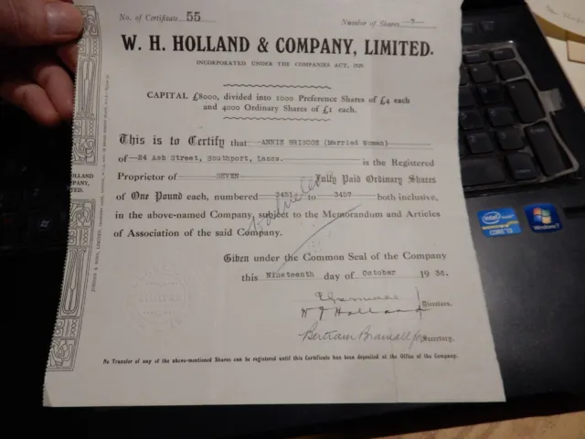 Annie Briscoe 24 Ash Street Southport Lancs Married Woman   1937 Cert