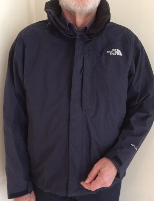 The North Face Mens Resolve Jacket Hyvent Navy Blue Waterproof Hooded Medium VGC