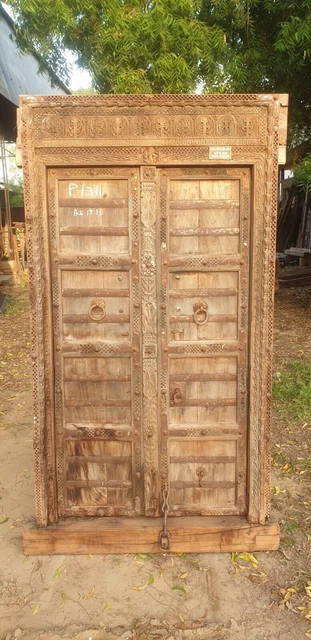 Puerta india tallada vintage, Puerta india antigua, Puerta de madera de...