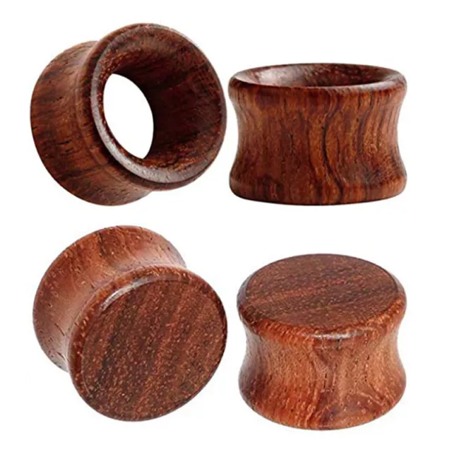 4PCS Organic Wood Ear Gauges Flesh Tunnels Plugs Wooden Ear Expander 00g-3/4"