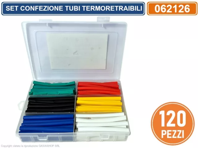 Confezione Set 120 Pezzi Tubi Ø6Mm Guaina Termoretraibile Termorestringente