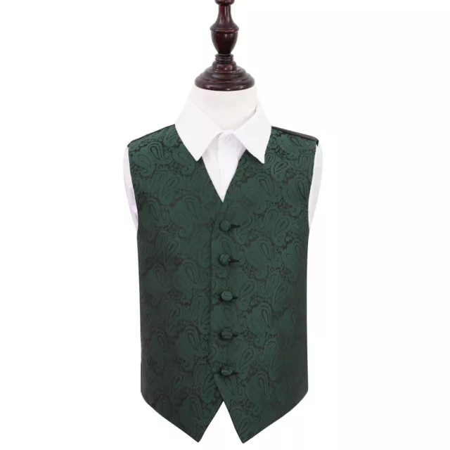Emerald Green Waistcoat Woven Floral Paisley Page Boys Wedding Suit Vest 2-14Yrs