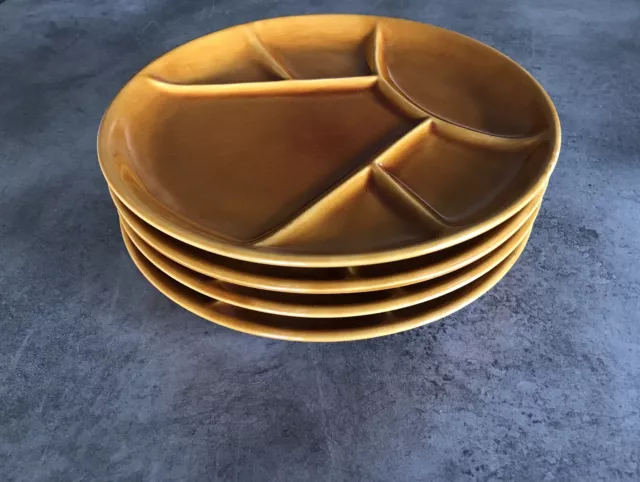 Lot De 4 ASSIETTES Vintage à FONDUE, Ronde En Faïence De CHANTILLY, FRANCE 2