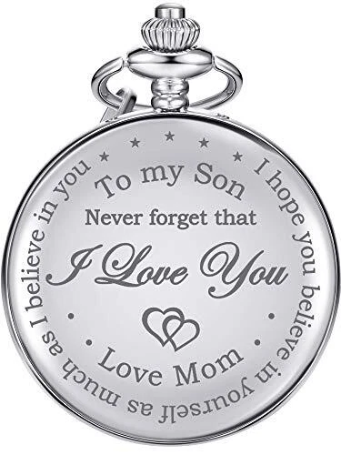 Pocket Watch Gift for Son-Never Forget That, I Love You, Love Mom-from Mother