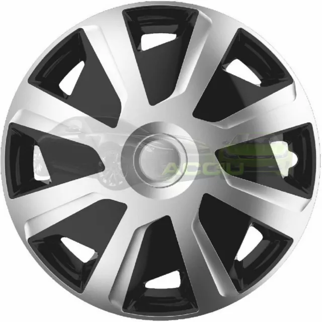 16" Silver Black Van Motorhome Deep Dish Wheel Trims Hub Caps Covers Set Sim157+ 9
