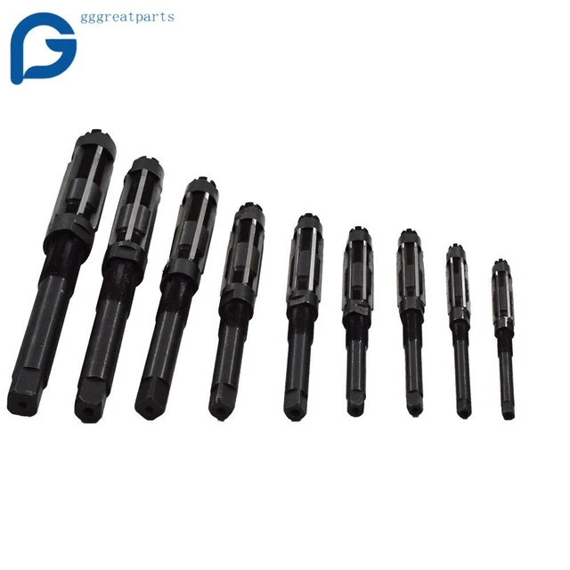 9 pcs/Set Adjustable Hand Reamers A-I, H4-H12, 15/32" to 1-3/16", HSS
