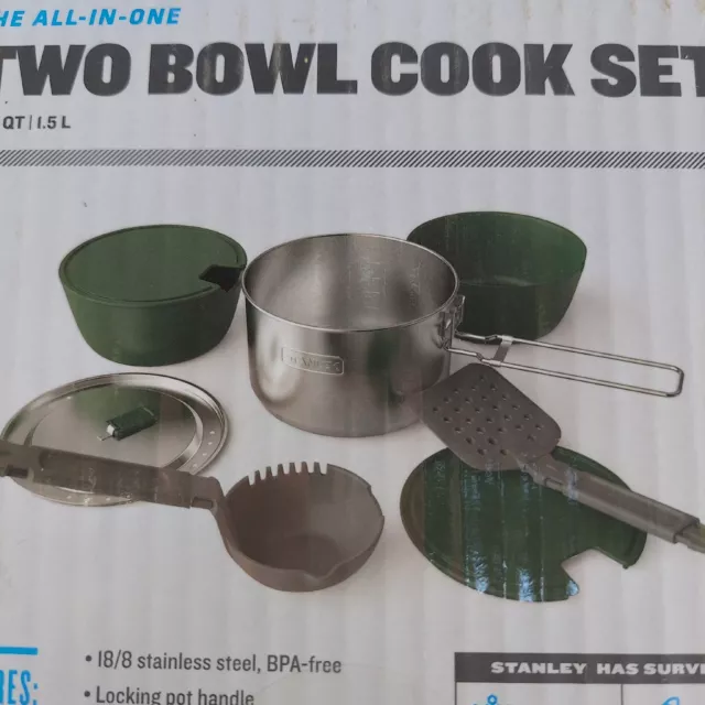 Stanley Adventure All-In-One Two Bowl Camp COOK Set 8 pc Stainless Steel  EUC