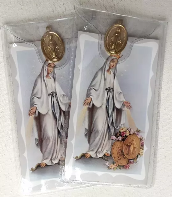 MIRACULOUS MEDAL    Prayer Card & Medal     PACK OF THREE