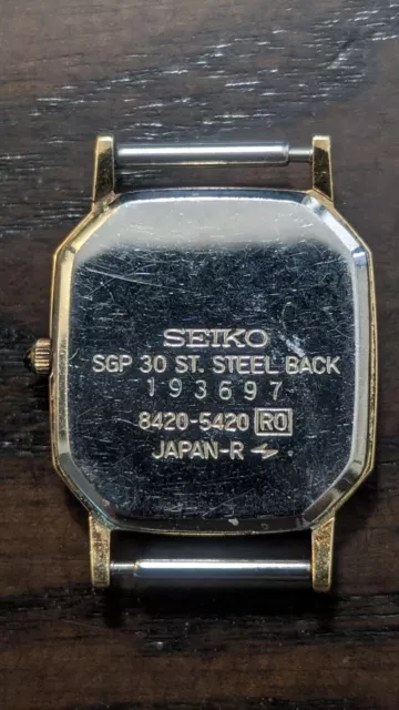 SEIKO EXCELINE Womens SGP 30 Gold Plated Steel Gold Dial Quartz Watch (Untested) 2