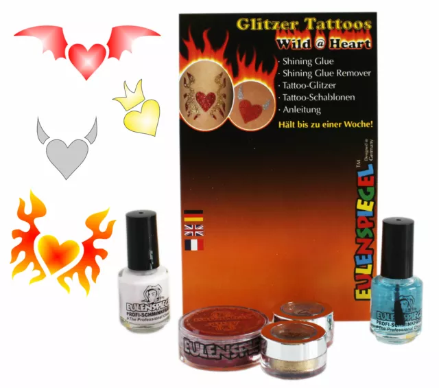 Eulenspiegel Glitzer-Tattoo-Set Wild @ Heart für Glitzer Tattoos