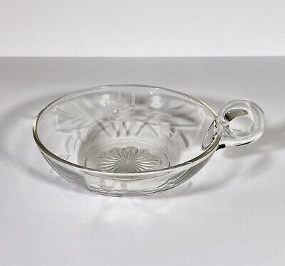 Antique Nappy Glass American Brilliant Period Cut HANDLE Shallow Dish Bowl