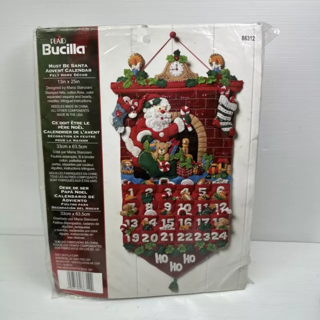 Bucilla 13"x25" Felt Advent Calendar Kit - Must Be Santa 86312 3