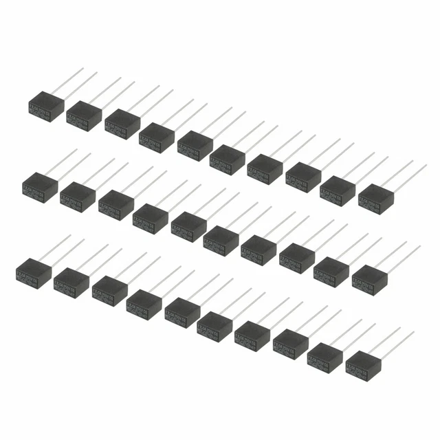 30Pcs Fusible Micro fusion lente miniature monté carré, T2.5A 2.5A 250V, noir