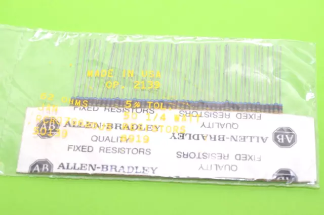 10x Allen Bradley Kohlemasse-Widerstand 62 Ohm / 0.25 W, Tube Amps Resistor, NOS