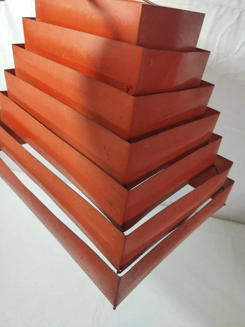 Vintage MCM ~  Red Venetian Blind Style Metal Lamp Shade ~ Aluminum  ~ As Is
