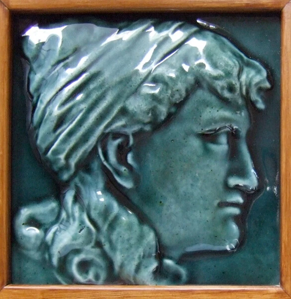 American Art Nouveau Vintage Ceramic Tile Rare Reproduction Majolica from USA