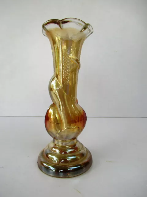 Vintage Carnival Glass Jain Elephant Vase Marigold Art Deco Collectibles Rare F1