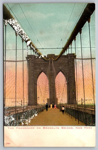 Postcard The Promenade on Brooklyn Bridge New York City NY UDB
