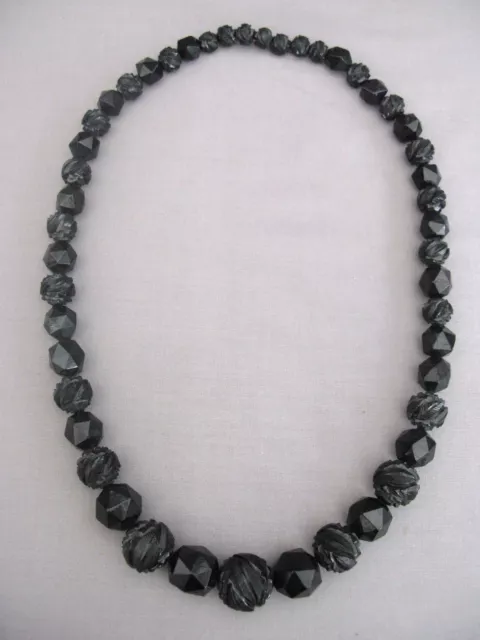 A Superb Large Victorian Whitby Jet Carved Bead Necklace *