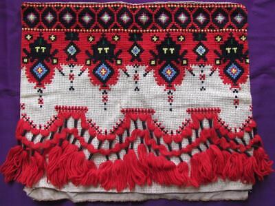 19C. Antique Traditional Folk Art Handmade Woolen Pillow